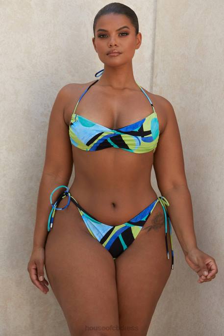 House of CB Isla Grande Blue Green Halter Bikini Clothing 4H6N1243