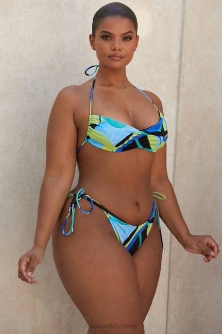House of CB Isla Grande Blue Green Halter Bikini Clothing 4H6N1243