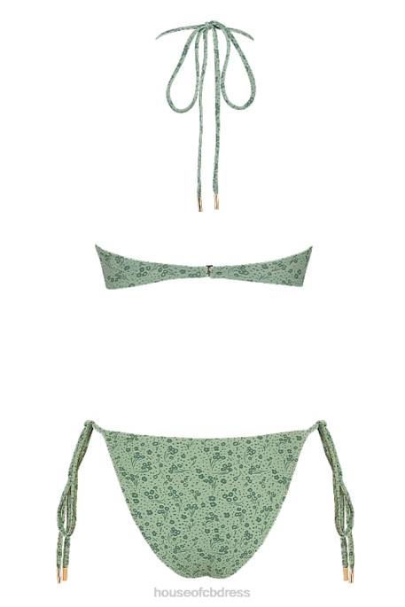 House of CB Lira Green Floral Reverse Triangle Bikini Clothing 4H6N1241