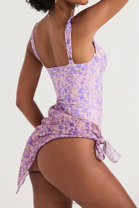 House of CB Paros Violet Floral Multi Use Scarf Clothing 4H6N1236