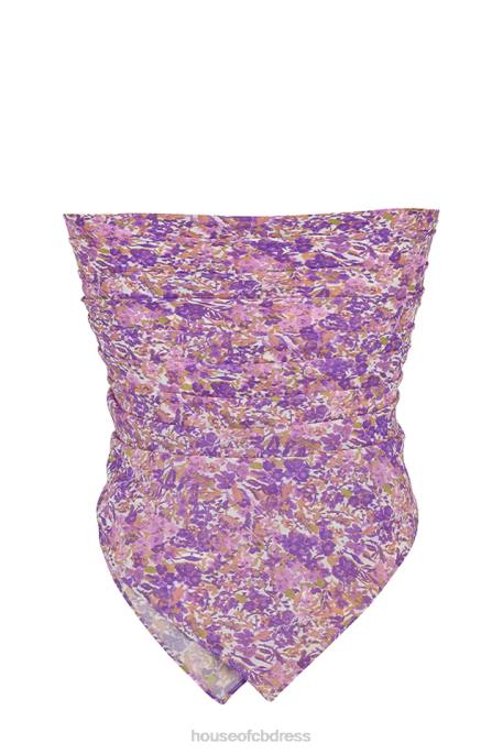 House of CB Paros Violet Floral Multi Use Scarf Clothing 4H6N1236