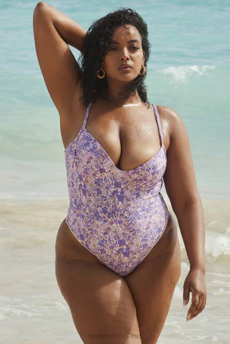 House of CB Barcelona Violet Floral Underwired Swimsuit Clothing 4H6N1201