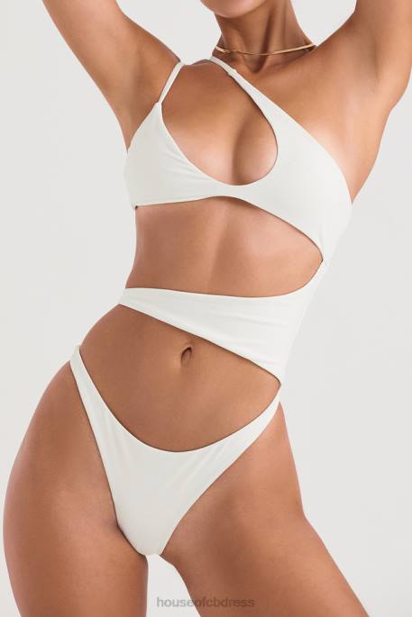 House of CB Lafayette Ivory Asymmetric Cutout Swimsuit Clothing 4H6N1221