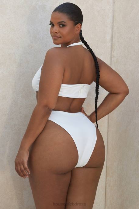 House of CB Savannah White Crossover Halter One Piece Swimsuit Clothing 4H6N1244