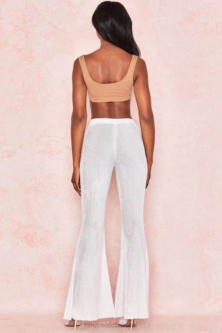 House of CB Abbey Mocha Stretch Jersey Cropped Top Clothing 4H6N812