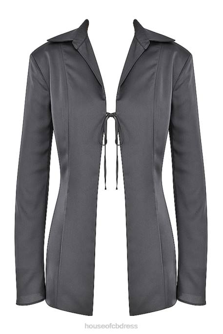 House of CB Ailsa Shadow Tie Front Top Clothing 4H6N723