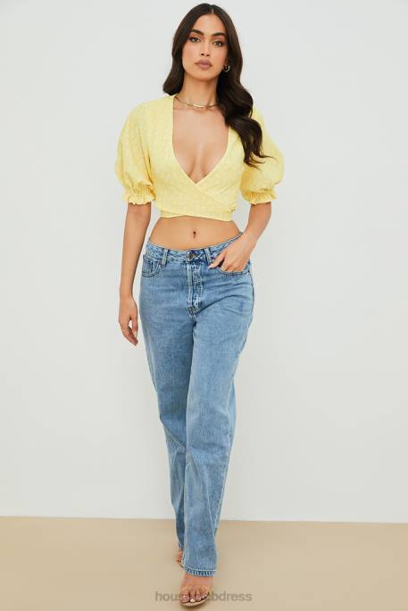 House of CB Alanya Lemon Floral Tie Front Top Clothing 4H6N744