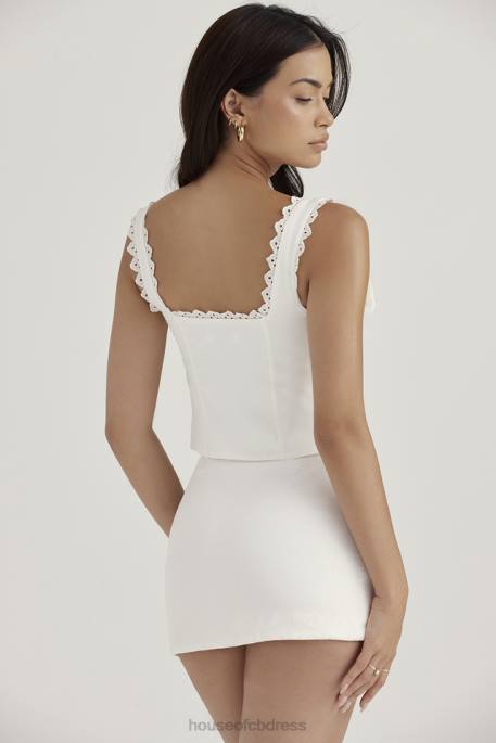 House of CB Amber White Lace Trim Top Clothing 4H6N714
