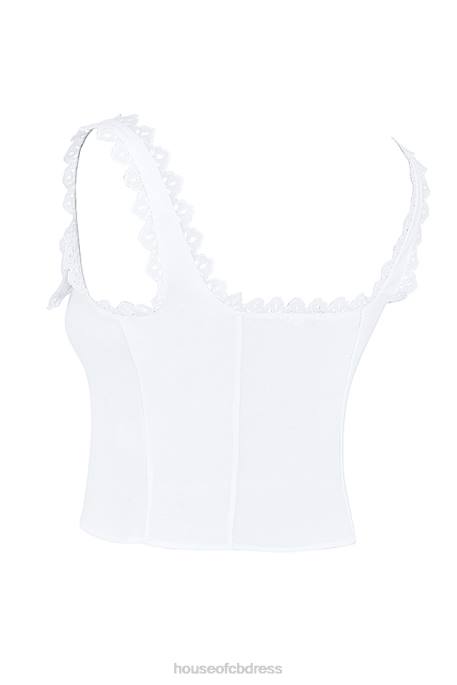 House of CB Amber White Lace Trim Top Clothing 4H6N714