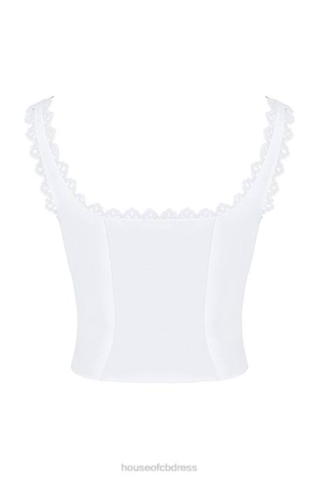 House of CB Amber White Lace Trim Top Clothing 4H6N714