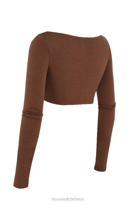 House of CB Angelita Chocolate Gathered Crop Top Clothing 4H6N749