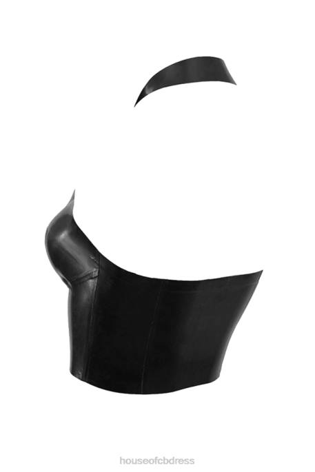 House of CB Ariadne Black Latex Halter Top Clothing 4H6N662