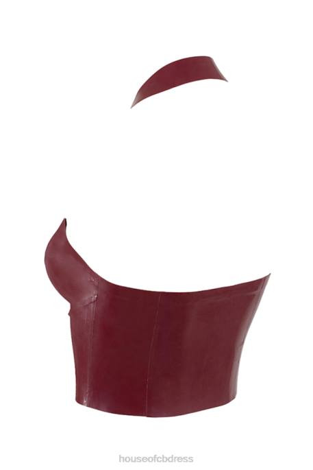 House of CB Ariadne Merlot Latex Halter Top Clothing 4H6N681