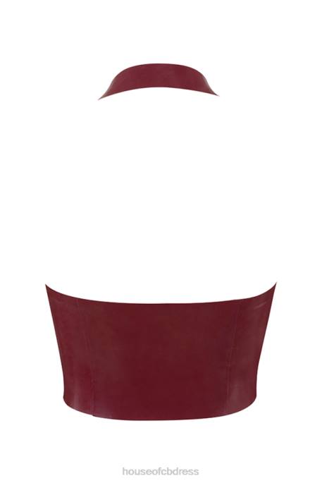 House of CB Ariadne Merlot Latex Halter Top Clothing 4H6N681