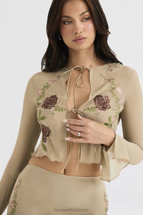 House of CB Asra Artichoke Floral Tie Front Top Clothing 4H6N706