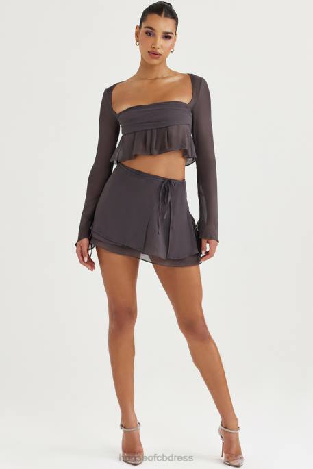 House of CB Athena Shadow Long Sleeve Floaty Top Clothing 4H6N722