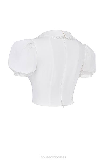 House of CB Augusta White Pin Tuck Top Clothing 4H6N667