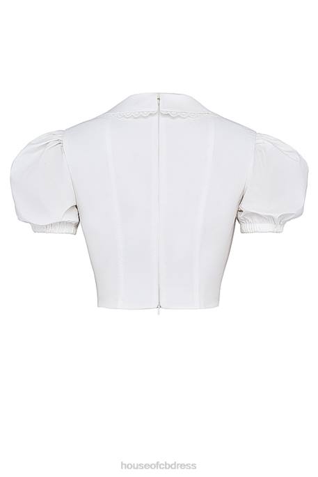 House of CB Augusta White Pin Tuck Top Clothing 4H6N667