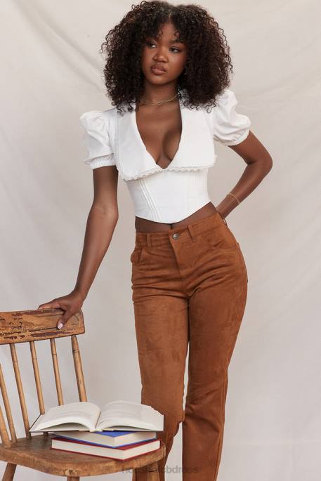 House of CB Augusta White Pin Tuck Top Clothing 4H6N667