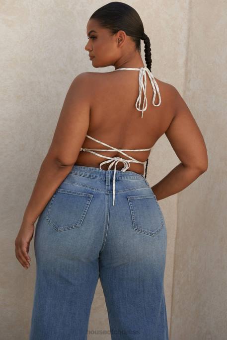 House of CB Bette Linen Blend Backless Halter Top Clothing 4H6N806