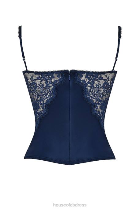 House of CB Cecilie Navy Satin & Lace Cami Top Clothing 4H6N680