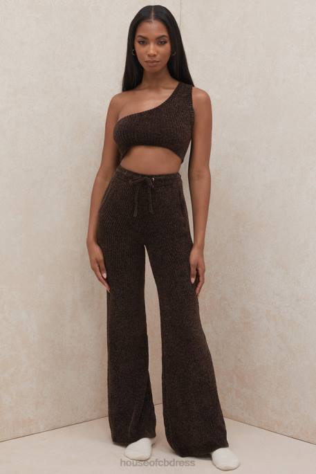 House of CB Charlie Chocolate Chenille One Shoulder Crop Top Clothing 4H6N782
