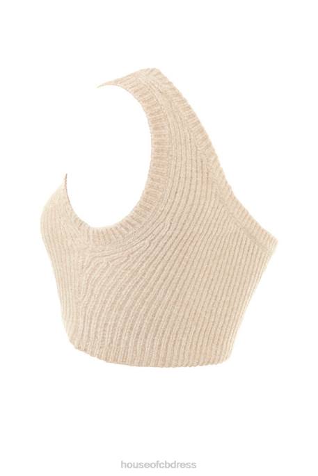 House of CB Charlie Cream Chenille One Shoulder Crop Top Clothing 4H6N781