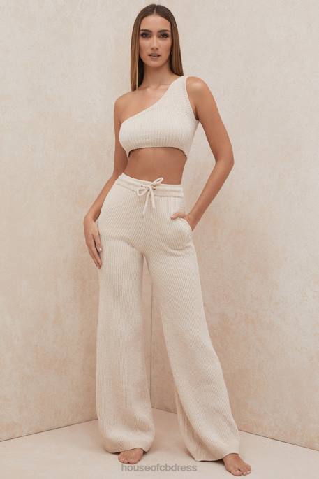 House of CB Charlie Cream Chenille One Shoulder Crop Top Clothing 4H6N781