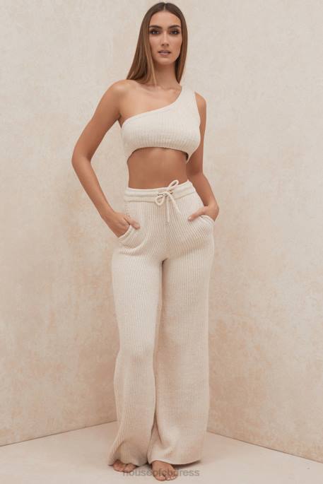 House of CB Charlie Cream Chenille One Shoulder Crop Top Clothing 4H6N781