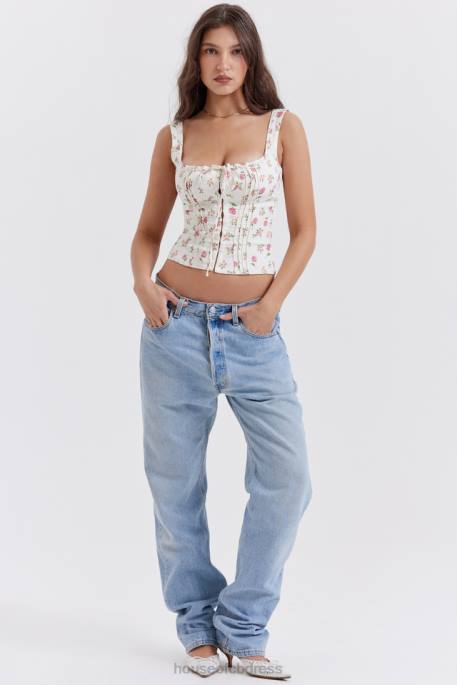 House of CB Chicca Rose Print Floral Top Clothing 4H6N677