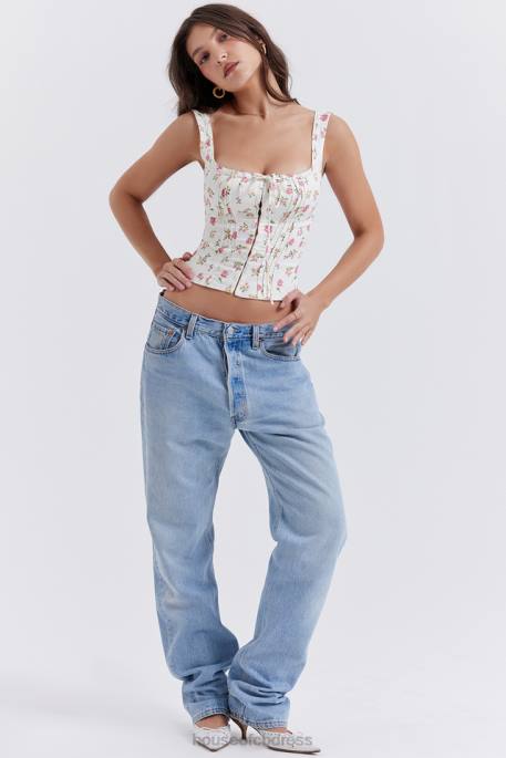 House of CB Chicca Rose Print Floral Top Clothing 4H6N677