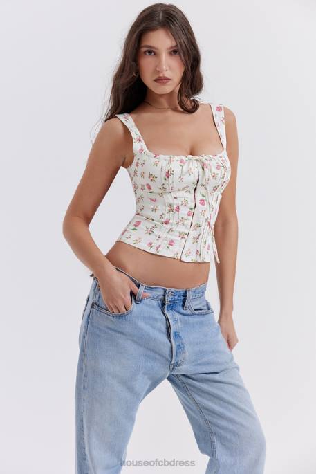 House of CB Chicca Rose Print Floral Top Clothing 4H6N677
