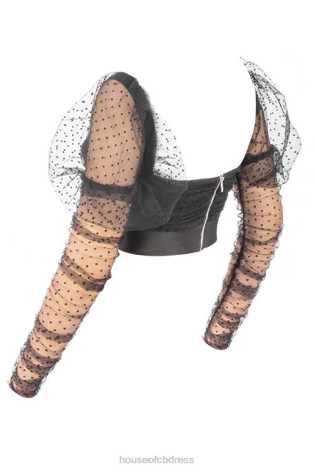 House of CB Clara Gathered Mesh Heart Buckle Top Clothing 4H6N810