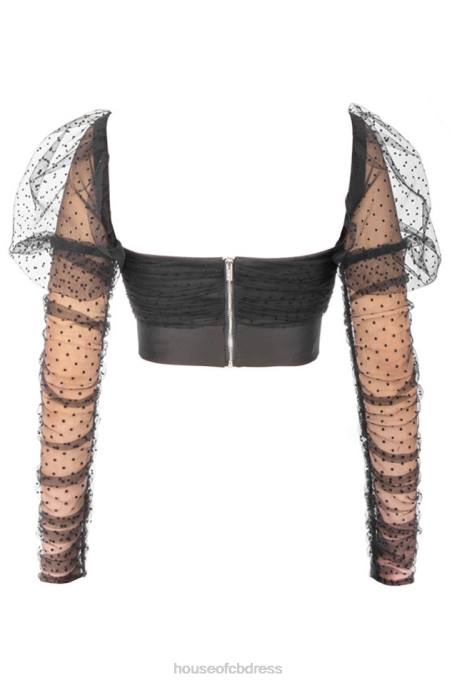 House of CB Clara Gathered Mesh Heart Buckle Top Clothing 4H6N810