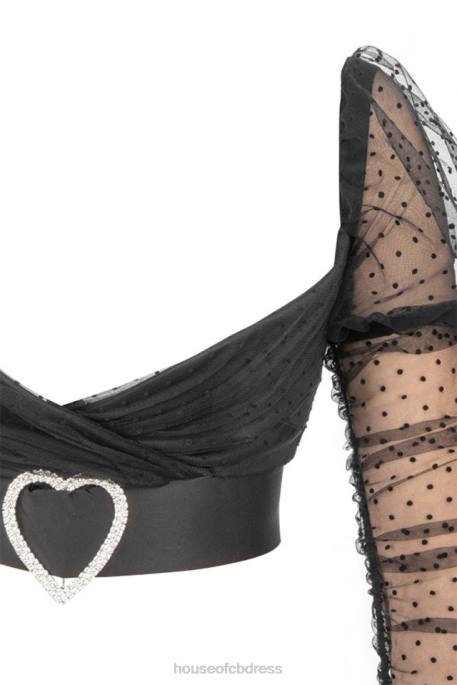 House of CB Clara Gathered Mesh Heart Buckle Top Clothing 4H6N810