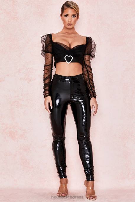 House of CB Clara Gathered Mesh Heart Buckle Top Clothing 4H6N810
