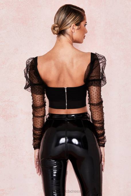 House of CB Clara Gathered Mesh Heart Buckle Top Clothing 4H6N810