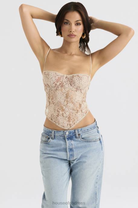 House of CB Fernanda Cream Paisley Lace Top Clothing 4H6N702