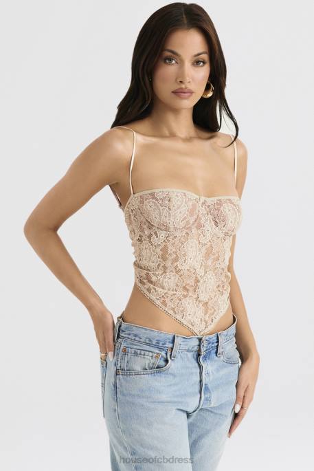 House of CB Fernanda Cream Paisley Lace Top Clothing 4H6N702