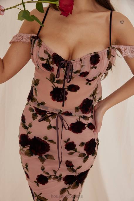 House of CB Graciela Dusty Pink Devore Top Clothing 4H6N684