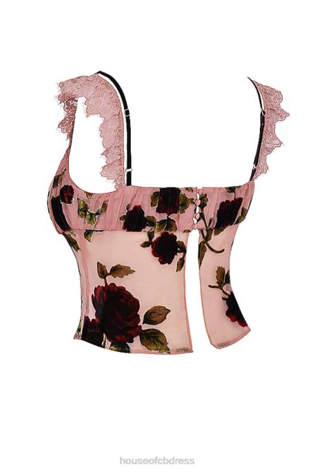 House of CB Graciela Dusty Pink Devore Top Clothing 4H6N684