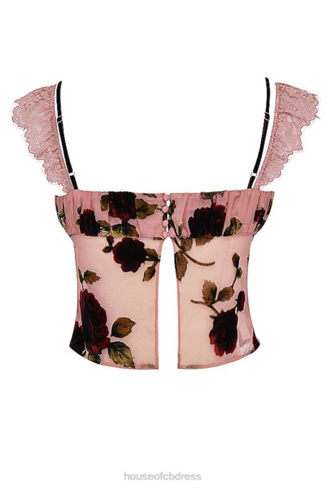 House of CB Graciela Dusty Pink Devore Top Clothing 4H6N684