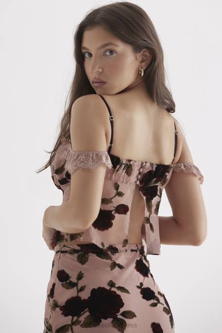 House of CB Graciela Dusty Pink Devore Top Clothing 4H6N684