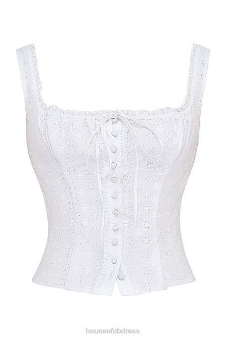 House of CB Juana White Broderie Anglaise Top Clothing 4H6N676