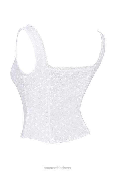 House of CB Juana White Broderie Anglaise Top Clothing 4H6N676