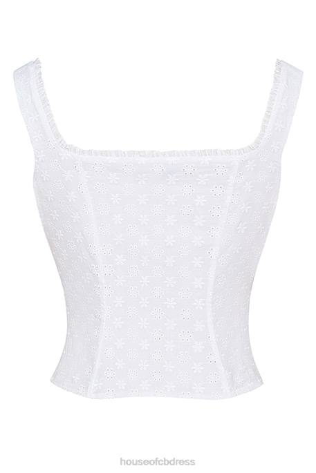 House of CB Juana White Broderie Anglaise Top Clothing 4H6N676