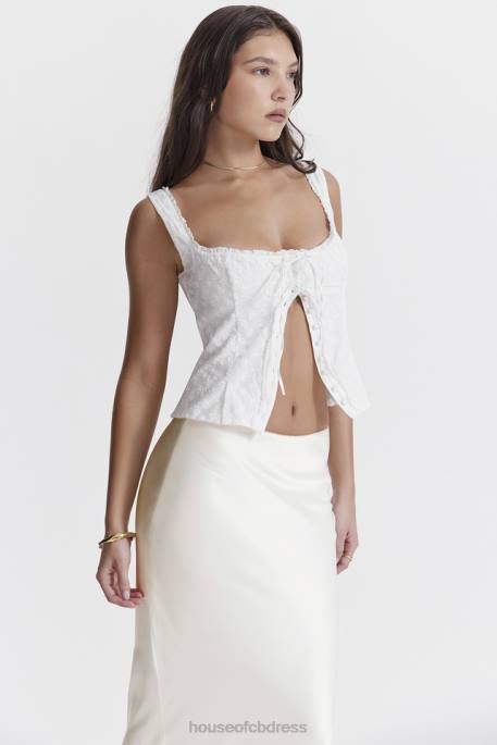 House of CB Juana White Broderie Anglaise Top Clothing 4H6N676