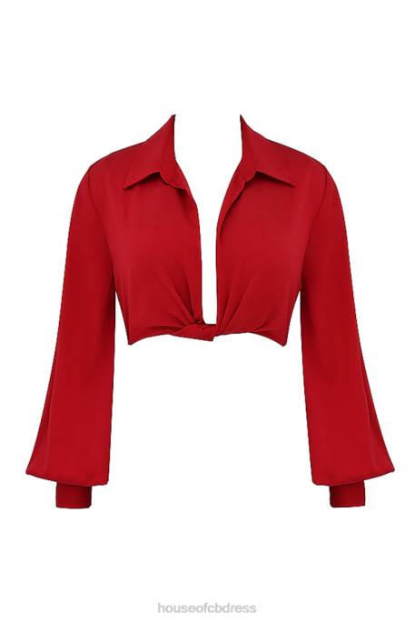 House of CB Laraine Cherry Silk Blouson Top Clothing 4H6N673
