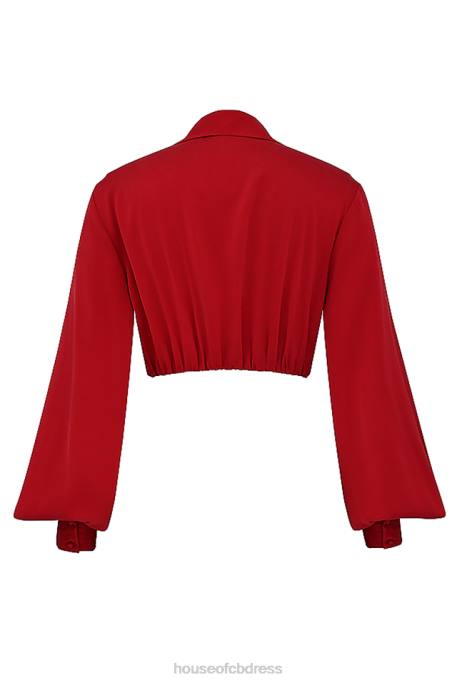 House of CB Laraine Cherry Silk Blouson Top Clothing 4H6N673
