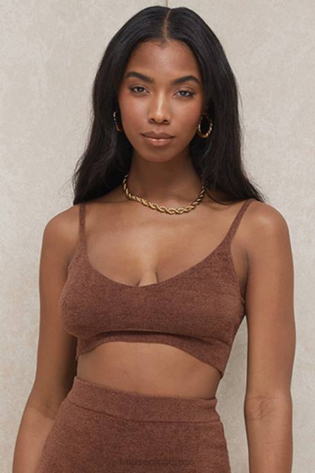 House of CB Lorna Chocolate Fluffy Knit Crop Top Clothing 4H6N778